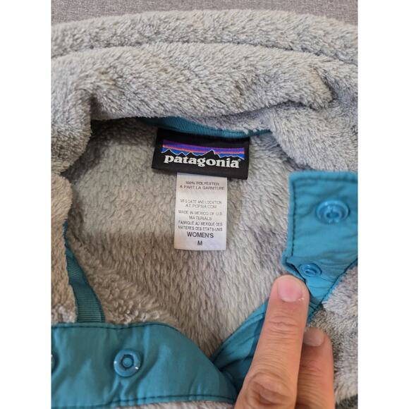 Patagonia Jacket Womens M Gray Blue Polartec Re-Tool Snap T Fleece Pullover - Picture 5 of 8